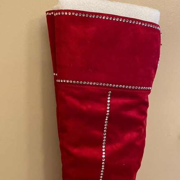 NWOT Jessica Simpson Women's Red Studded Pointed Toe Over Knee Boots Size: 9 - Picture 9 of 16